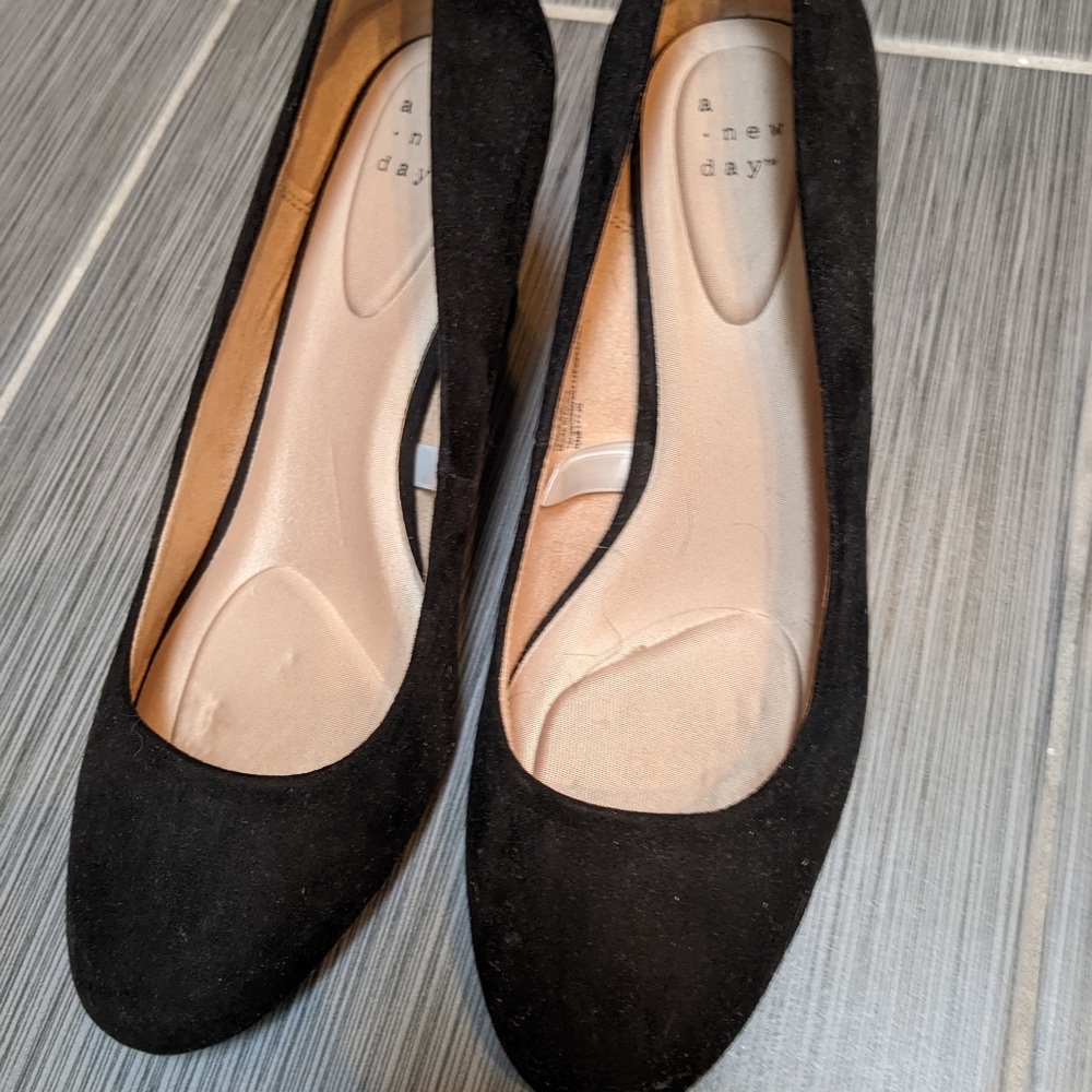 Target A New Day Velvet Wedge Black Heels Size 7.5
